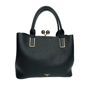 Dune London Faux Pebbled Leather black Medium Tote Bag gold hardware
